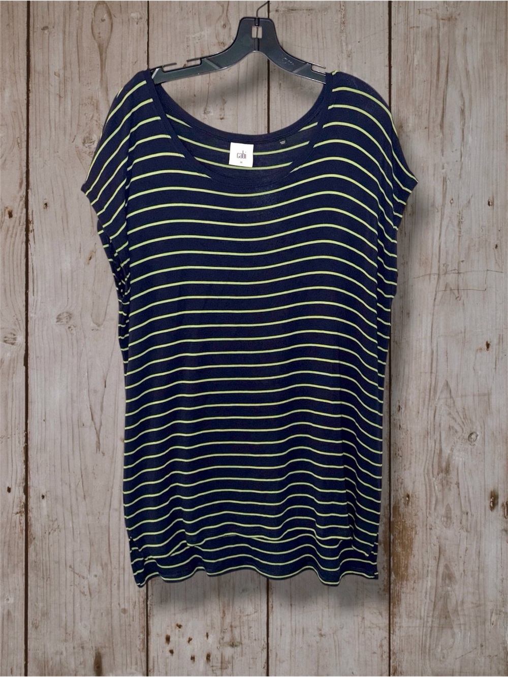 Cabi Navy Striped Ibiza Tee #5333 Short Dolman Sleeve T-Shirt Top